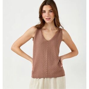 CHARLIE PAIGE Mauve Brown V-Neck Knit Tank